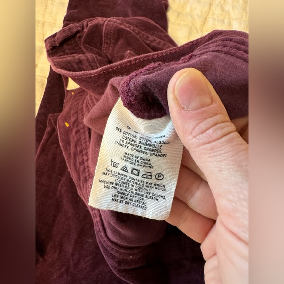 Anthropologie Pilcro Velvet skinny Stet pants in Maroon - Picture 3 of 6